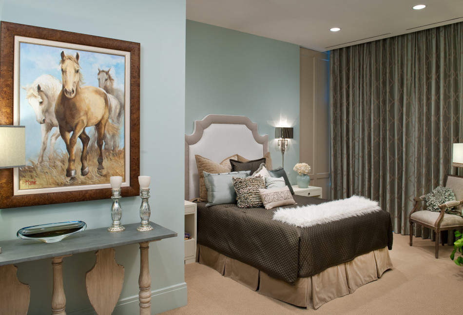 Omni Penthouse, 1301 Throckmorton Street #3301 Fort Worth 76102, Allison Hayden and Margo Bentsen, Briggs Freeman Sotheby's luxury homes for sale in Downtown Fort Worth-bedroom in Serenity Blue
